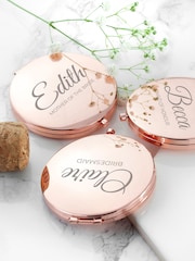 Personalised Round Rose Gold Compact Mirror by Treat Republic - Image 3 of 5
