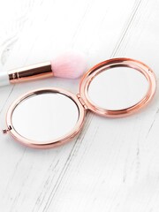 Personalised Round Rose Gold Compact Mirror by Treat Republic - Image 4 of 5