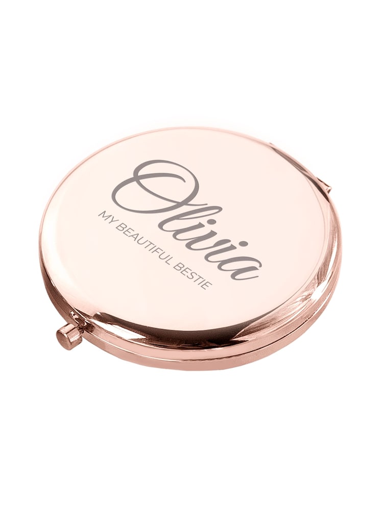 Personalised Round Rose Gold Compact Mirror by Treat Republic - Image 5 of 5