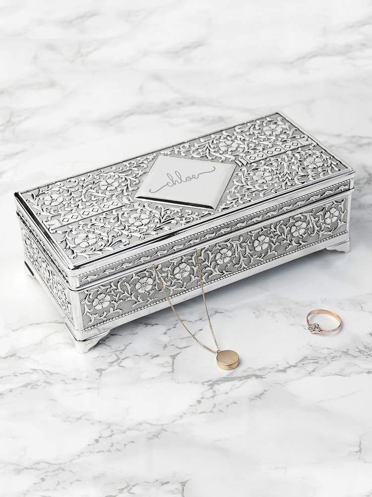 Treat Republic Silver Tone Personalised Trinket Box - Image 1 of 4