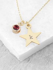 Treat Republic Tone Personalised Star with Birthstone Crystal Necklace - Image 1 of 4