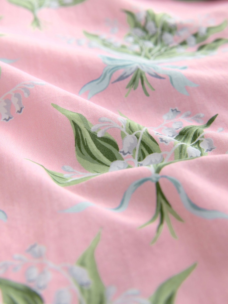 Cath Kidston Pink Lily Of The Valley 100% Cotton Button Up Pyjamas - Image 10 of 10