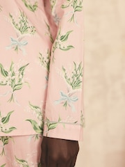 Cath Kidston Pink Lily Of The Valley 100% Cotton Button Up Pyjamas - Image 4 of 10