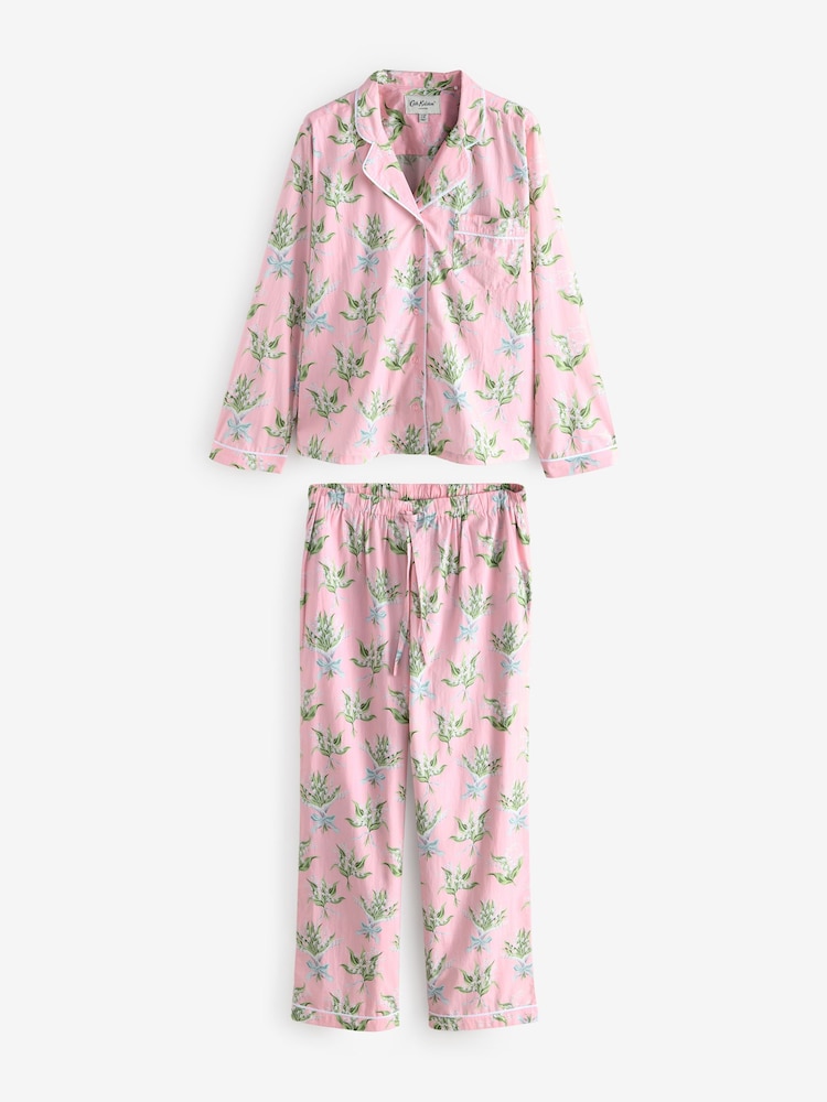 Cath Kidston Pink Lily Of The Valley 100% Cotton Button Up Pyjamas - Image 6 of 10