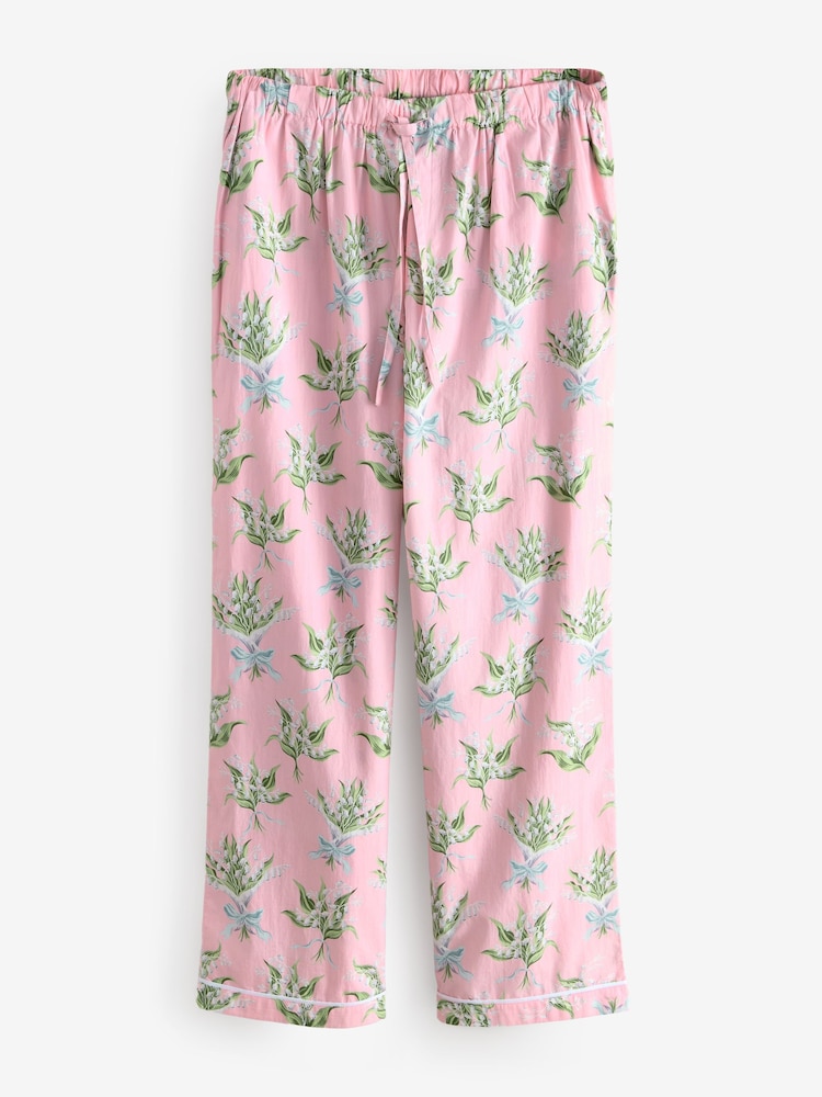 Cath Kidston Pink Lily Of The Valley 100% Cotton Button Up Pyjamas - Image 8 of 10
