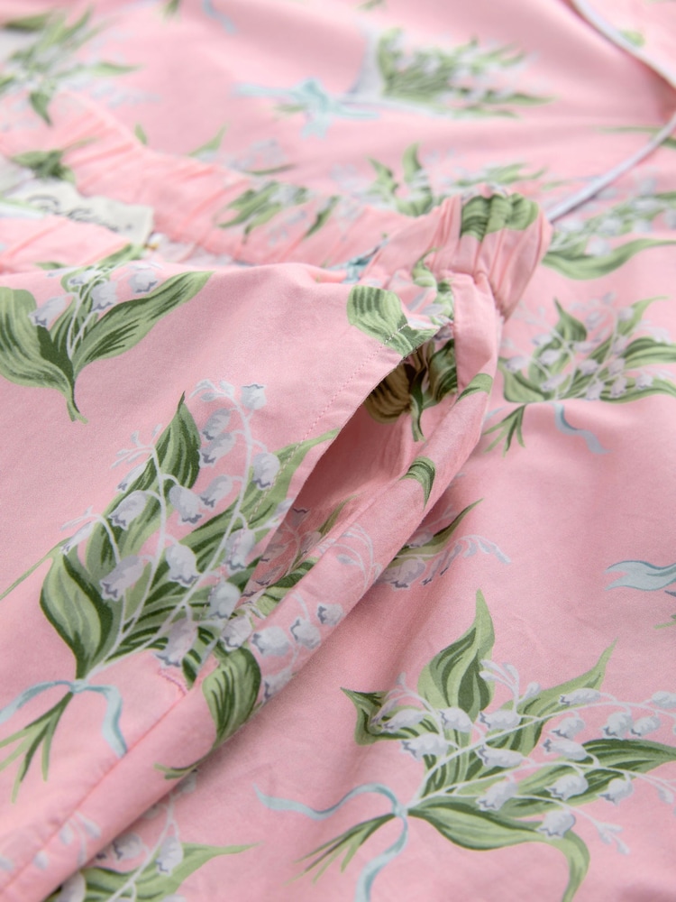 Cath Kidston Pink Lily Of The Valley 100% Cotton Button Up Pyjamas - Image 9 of 10