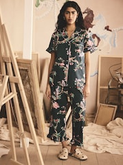 Cath Kidston Green Birds 100% Cotton Button Through Short Sleeve Pyjamas - Image 1 of 5