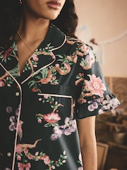 Cath Kidston Green Birds 100% Cotton Button Through Short Sleeve Pyjamas - Image 4 of 5