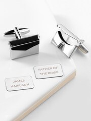 Treat Republic Silver Tone Personalised Secret Message Envelope Cufflinks - Image 2 of 5