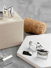 Treat Republic Silver Tone Personalised Secret Message Envelope Cufflinks - Image 3 of 5