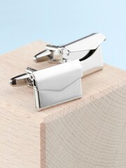Treat Republic Silver Tone Personalised Secret Message Envelope Cufflinks - Image 4 of 5