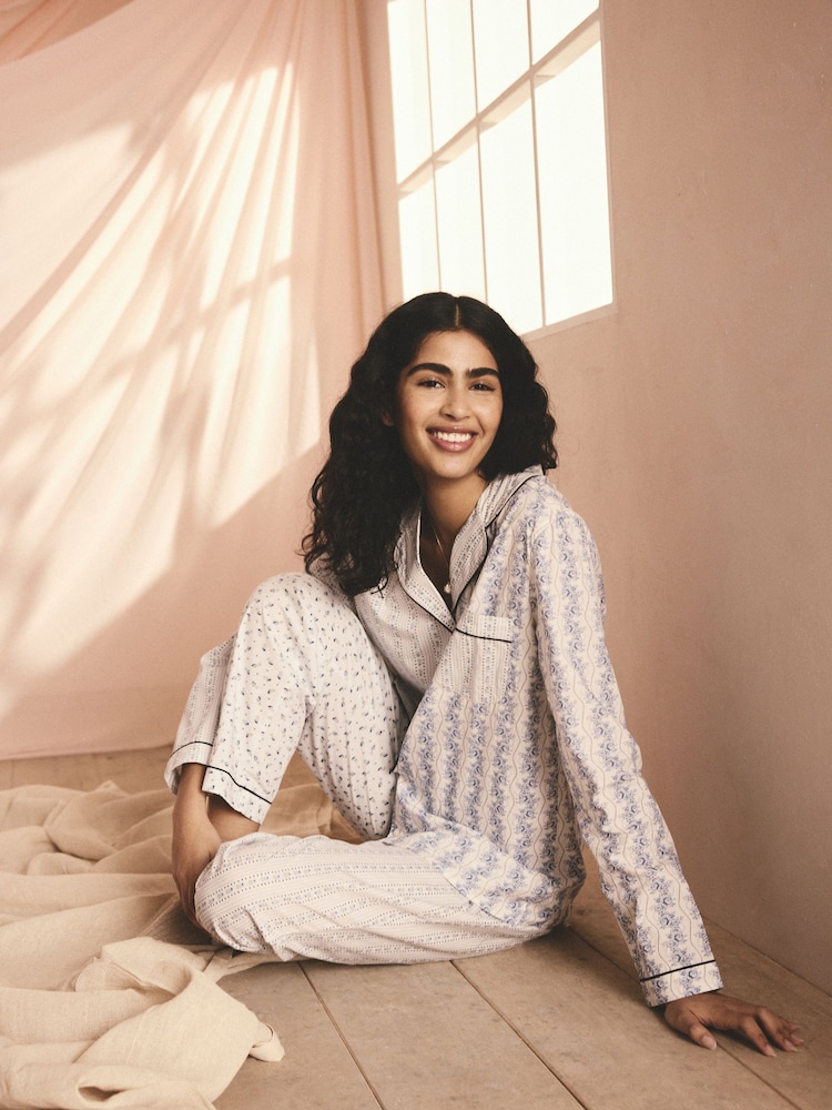 Blue Print Mix - بيجاما من القطن 100% مزودة بأزرار كاملة من Cath Kidston - صورة 2 من 10