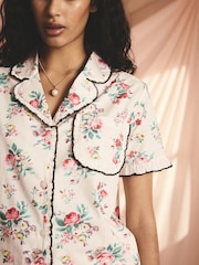 Cath Kidston Ecru Icon Bunches 100% Cotton Short Button Up Pyjamas - Image 5 of 10