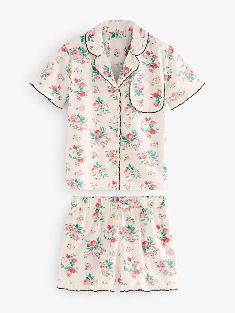 Cath Kidston Ecru Icon Bunches 100% Cotton Short Button Up Pyjamas - Image 6 of 10