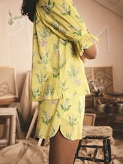 Cath Kidston Yellow Lily of the Valley 100% Cotton Frill Short Pyjamas - Image 5 of 10