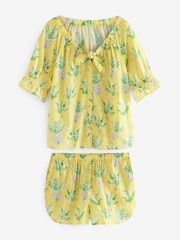 Cath Kidston Yellow Lily of the Valley 100% Cotton Frill Short Pyjamas - Image 6 of 10