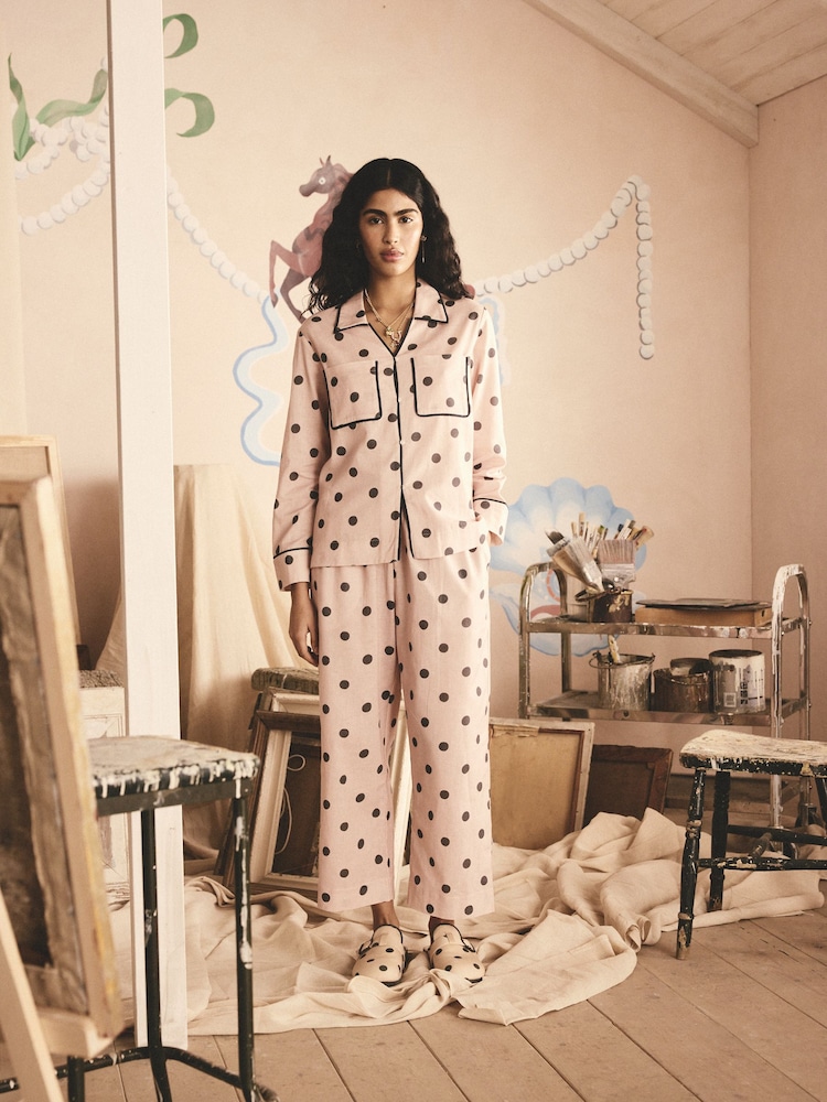Cath Kidston Pink Spot Button Through Pyjamas - Image 1 of 5