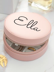 Treat Republic Pink Personalised Blush Round Jewellery Case - Image 1 of 5