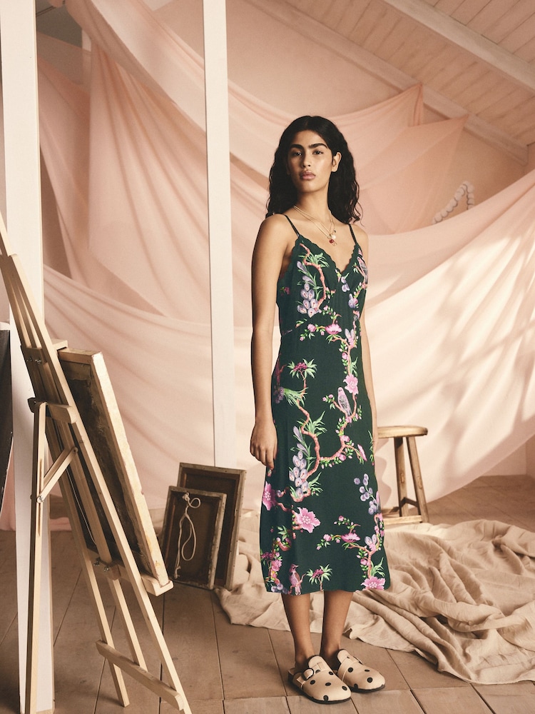 Cath Kidston Dark Green Slip Dress Pyjamas - Image 1 of 8
