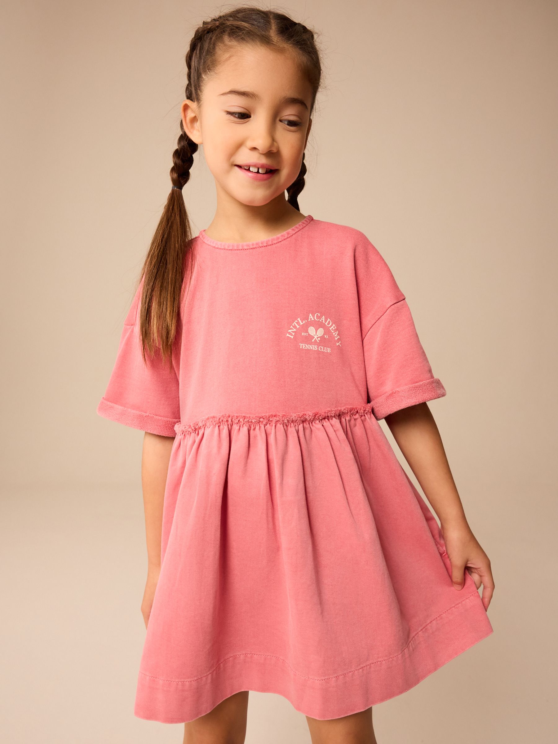 Buy Pink Fabric Mix T-Shirt Dress (3-16yrs) from Next USA