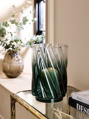 Green Ombré Glass Hurricane Candle Holder - Image 1 of 6