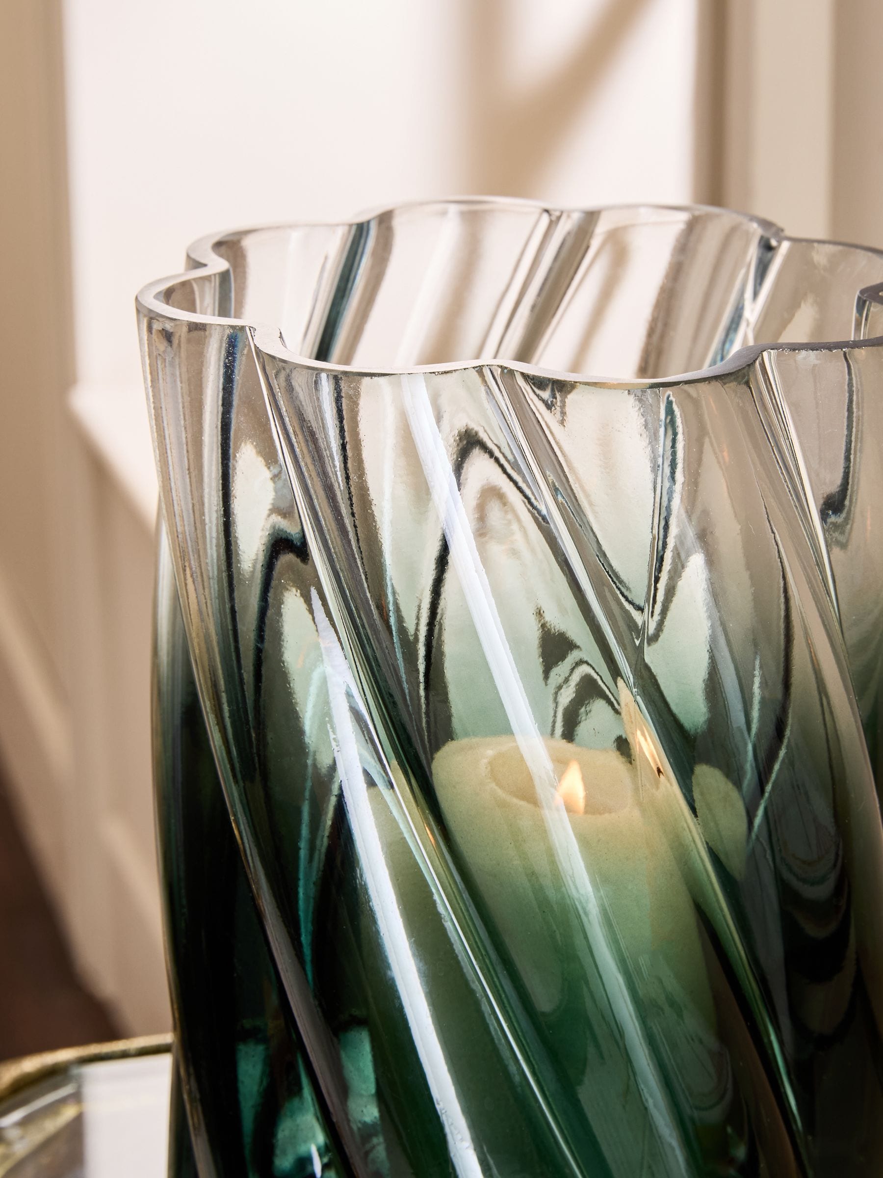 Buy Green Ombré Glass Hurricane Candle Holder from the Next UK