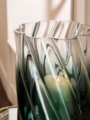 Green Ombré Glass Hurricane Candle Holder - Image 3 of 6