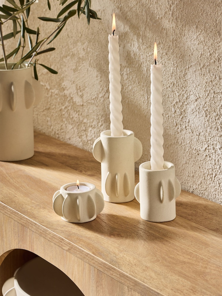 Natural Ceramic Scandi Disk Tea Light Holders - Image 1 of 10