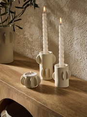 Natural Ceramic Scandi Disk Tea Light Holders - Image 2 of 10