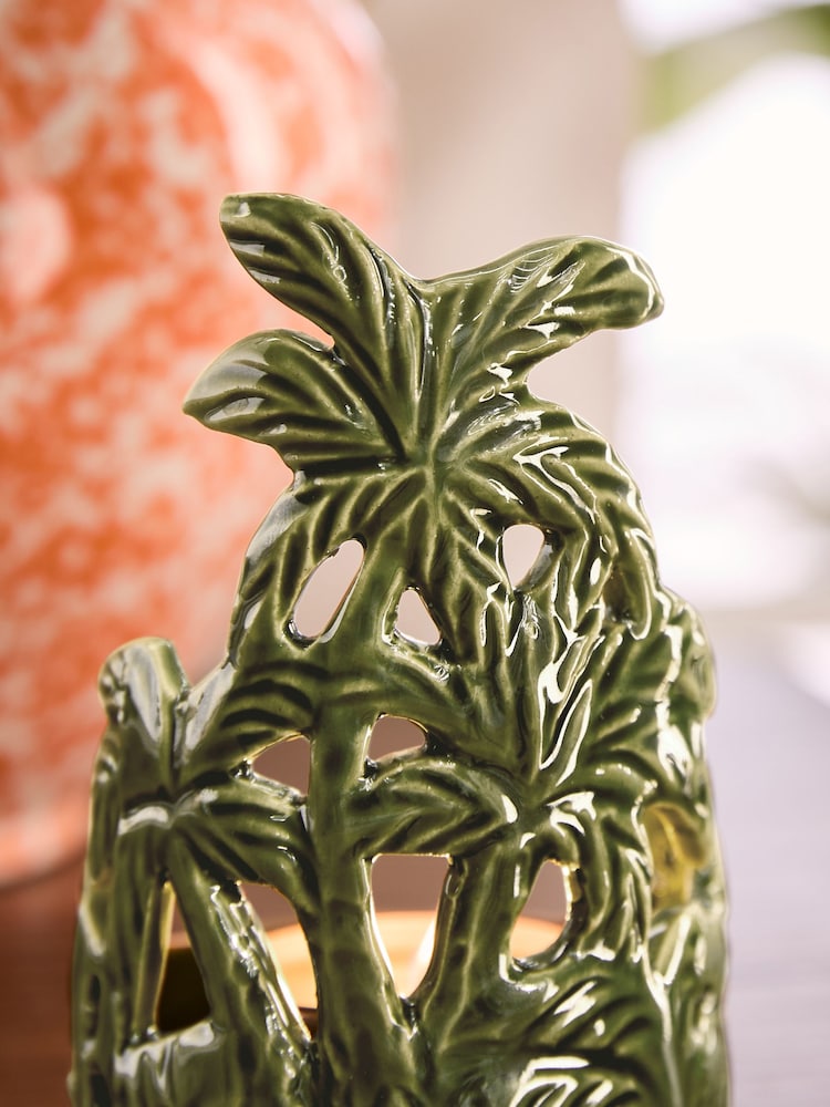 Green Ceramic Palm Tree Tea Light Holder - Image 2 of 4