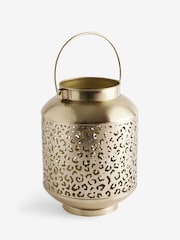 Gold Metal Leopard Print Cutout Lantern - Image 4 of 6