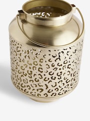 Gold Metal Leopard Print Cutout Lantern - Image 5 of 6