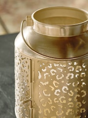 Gold Metal Leopard Print Cutout Lantern - Image 6 of 6