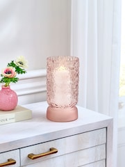 Pink Textured Glass Hurricane Candle Holder - Image 1 of 5
