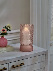 Pink Textured Glass Hurricane Candle Holder - Image 2 of 5