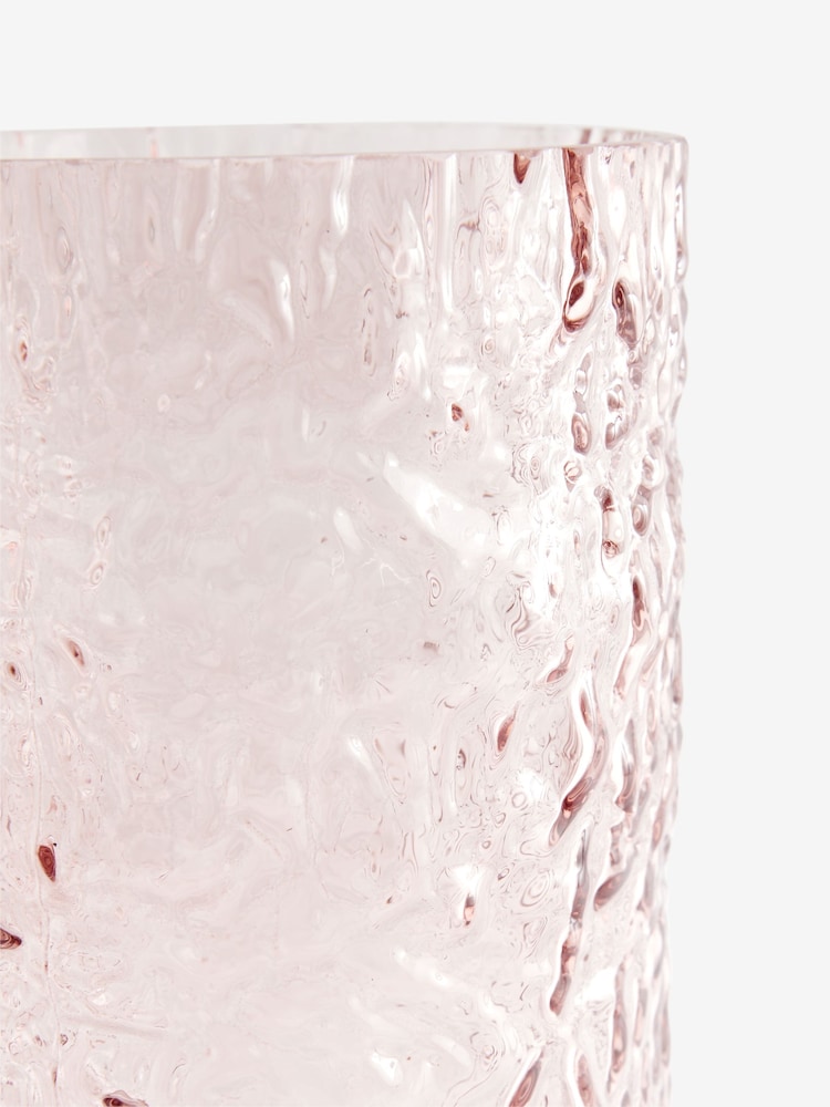 Pink Textured Glass Hurricane Candle Holder - Image 5 of 5