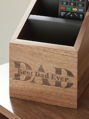 Dark Brown Best Dad Ever Wooden Remote Holder - Image 2 of 5