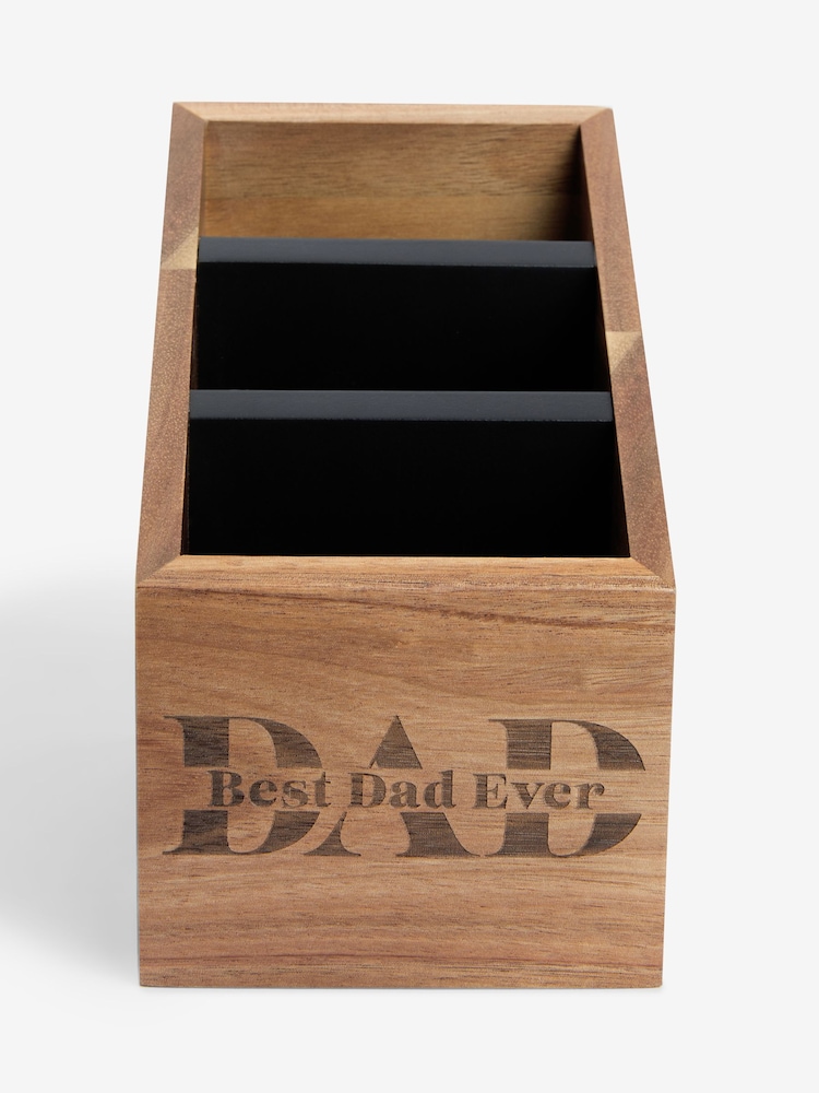Dark Brown Best Dad Ever Wooden Remote Holder - Image 3 of 5
