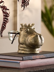 Bronze Gold Hippo Head Glasses Holder - Image 1 of 5