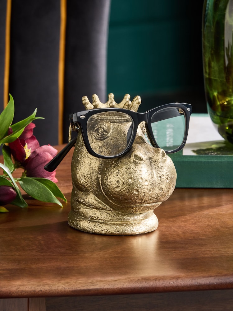 Bronze Gold Hippo Head Glasses Holder - Image 1 of 3 Bronze Gold Hippo Head Glasses Holder - Image 1 of 3