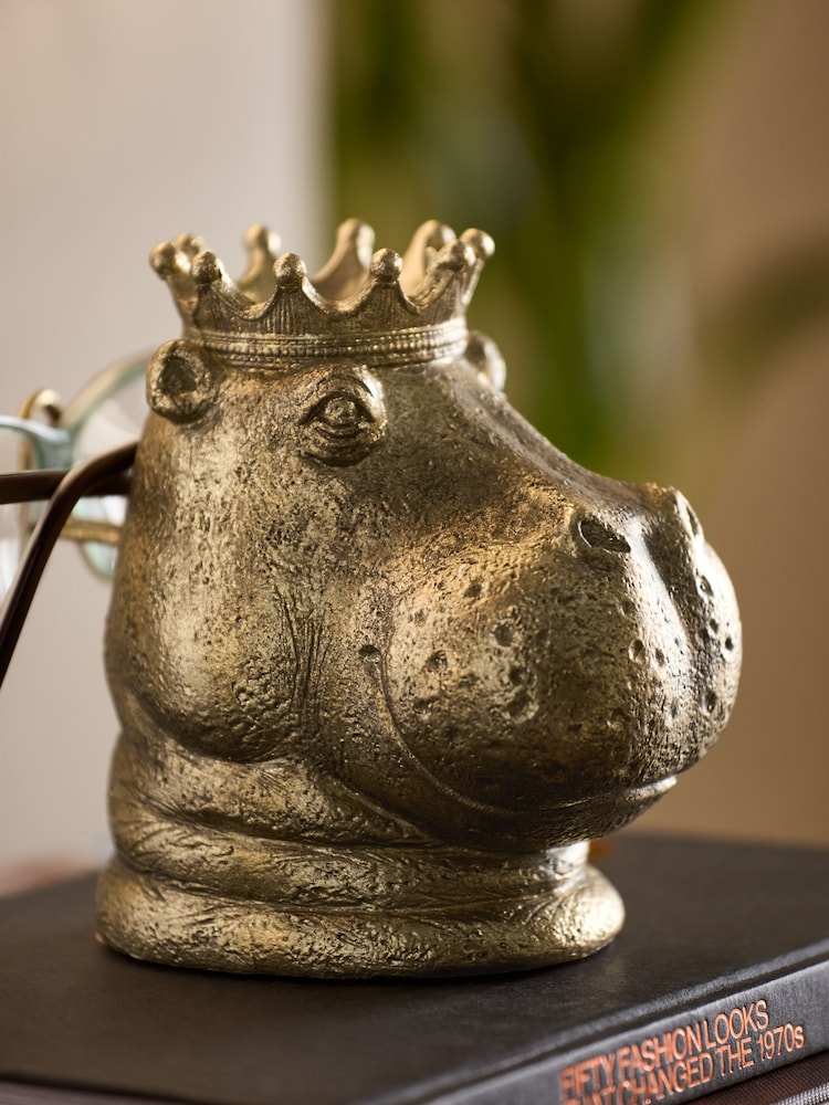 Bronze Gold Hippo Head Glasses Holder - Image 2 of 5