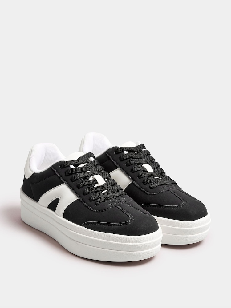 Yours Curve Black Wide Fit Retro Platform Trainers - Image 2 of 5