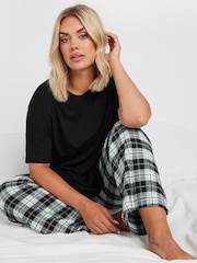 Yours Curve Black Checked 100% Cotton Pyjamas Set - Image 1 of 5