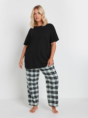 Yours Curve Black Checked 100% Cotton Pyjamas Set - Image 2 of 5
