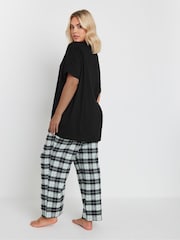Yours Curve Black Checked 100% Cotton Pyjamas Set - Image 4 of 5
