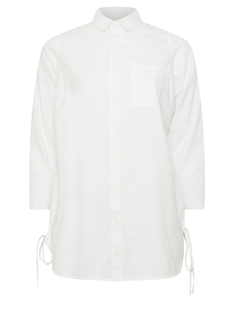 Yours Curve White Tie Detail 100% Cotton Shirt - Image 5 of 5