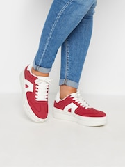 Yours Curve Red Wide Fit Retro Platform Trainers - Image 1 of 5