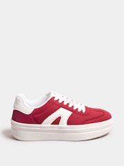 Yours Curve Red Wide Fit Retro Platform Trainers - Image 2 of 5
