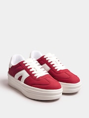 Yours Curve Red Wide Fit Retro Platform Trainers - Image 3 of 5