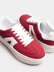 Yours Curve Red Wide Fit Retro Platform Trainers - Image 5 of 5